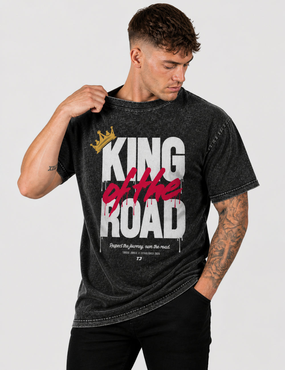 King of the Drip Washed T-Shirt - Charcoal 2XL