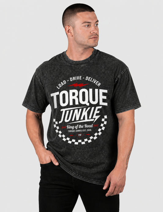 Load, Drive, Deliver Washed T-Shirt - Charcoal 2XL