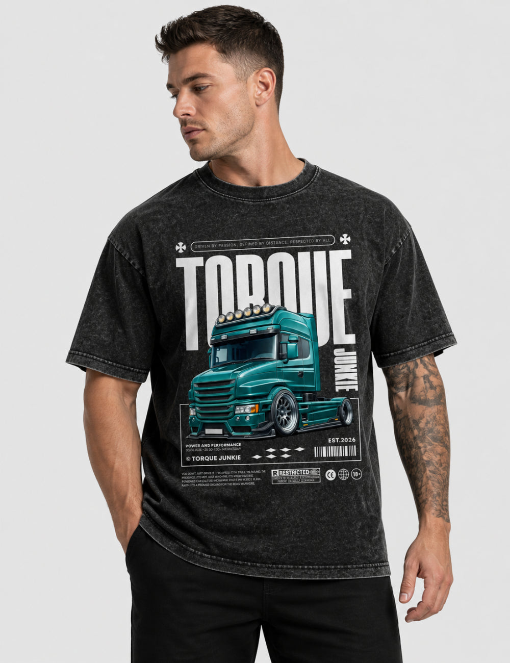 Bullnose Road Legend Washed T-Shirt - Charcoal 2XL