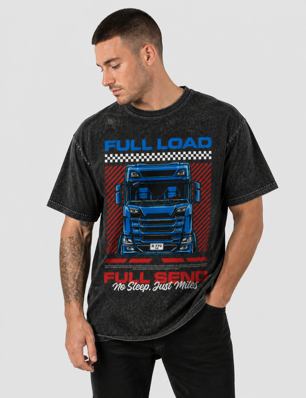 Full Load, Full Send Washed T-Shirt - Charcoal 2XL