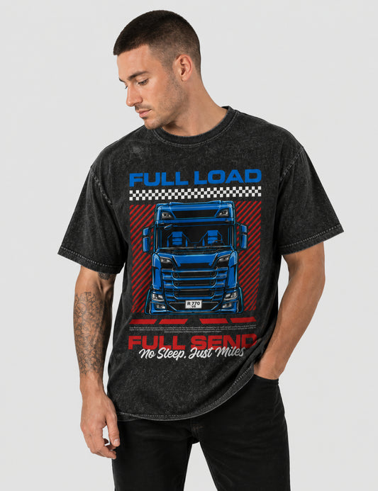Full Load, Full Send Washed T-Shirt - Charcoal 2XL