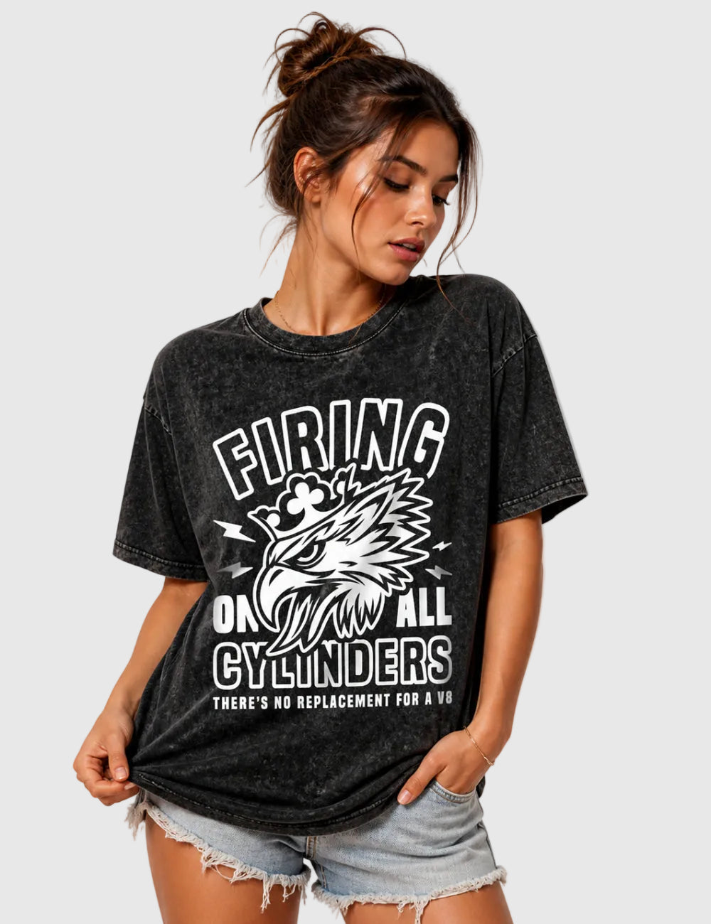 Women's All Fired Up Washed T-Shirt - Charcoal 2XL
