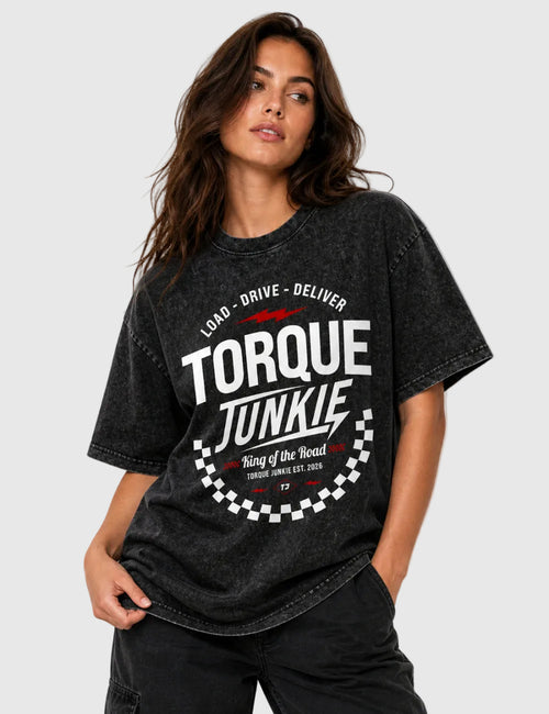 Women's Load, Drive, Deliver Washed T-Shirt - Charcoal 2XL