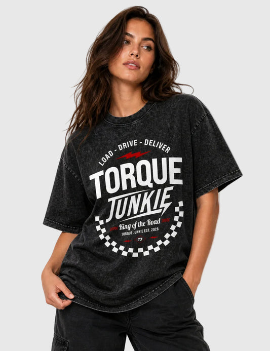 Women's Load, Drive, Deliver Washed T-Shirt - Charcoal 2XL
