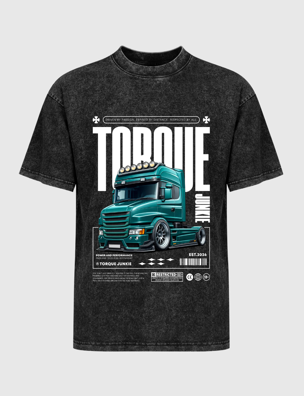 Bullnose Road Legend Washed T-Shirt - Charcoal