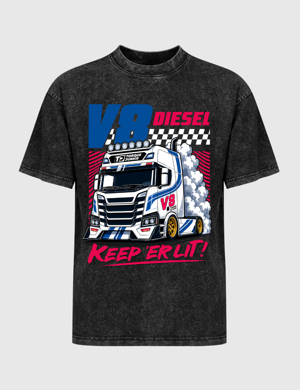 Keep Er Lit Washed T-Shirt - Charcoal
