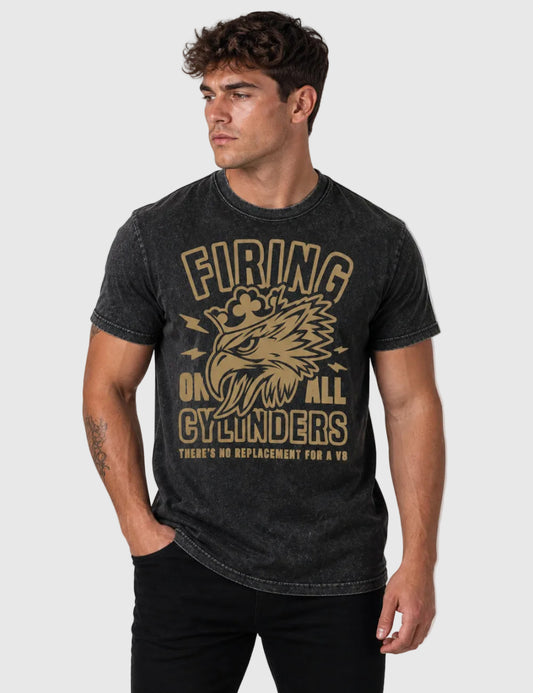 All Fired Up Washed T-Shirt - Charcoal 2XL